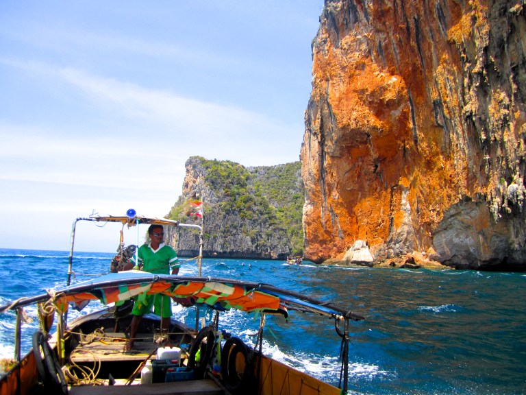 Limestone cliffs along the Andaman Sea in Ko Phi Phi, Krabi