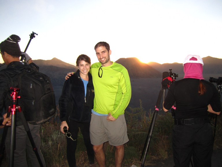 Watching sunset over the Tengger Caldera with fellow tourists