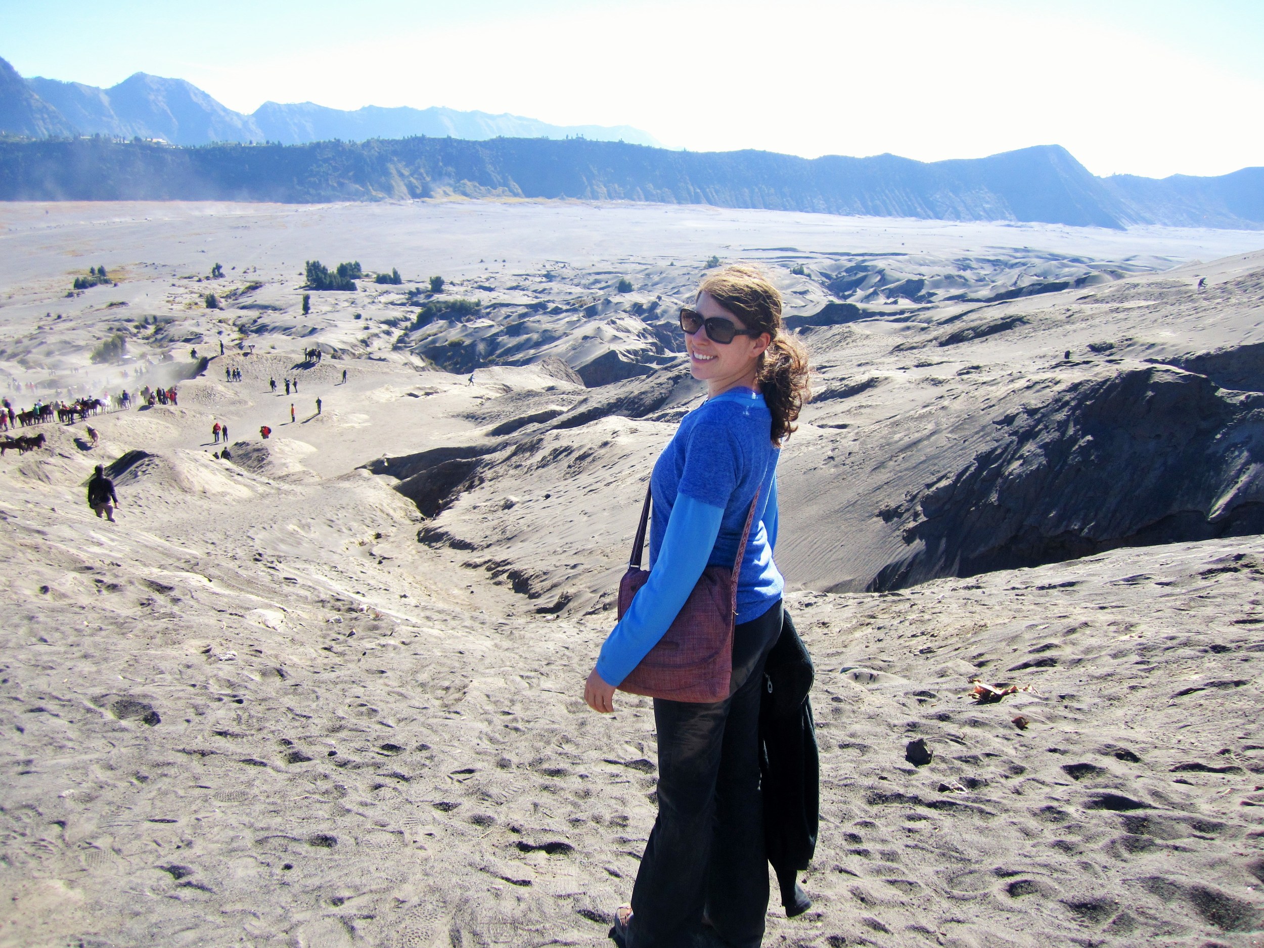 Walking through the sea of sand post climbing Mt. Bromo, part of the Tengger Massif