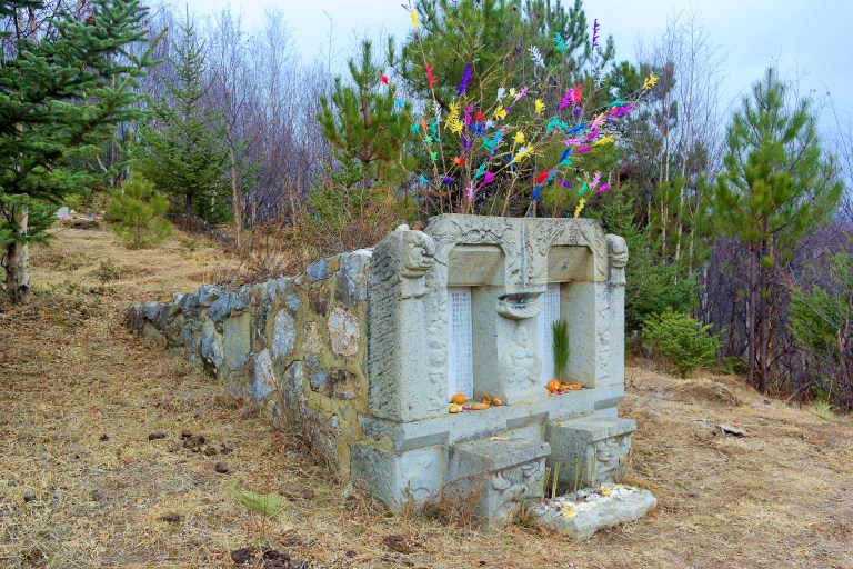 A decorated tomb in Shangri-La, celebrating the Qingming Festival