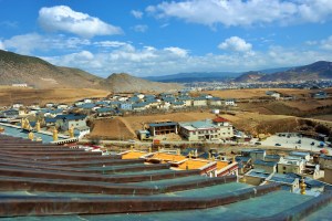 Aerial view of Shangri-La from outside the Songzanlin Monastery