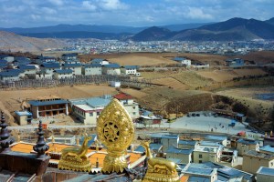 A beautiful view of the area outside the Songzanlin Monastery in Shangri-La, China