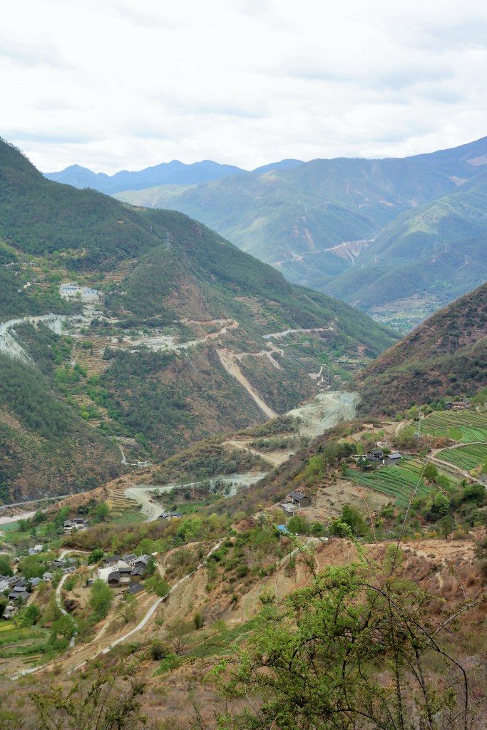 Aerial view of Tiger Leaping Gorge from day one of the trek