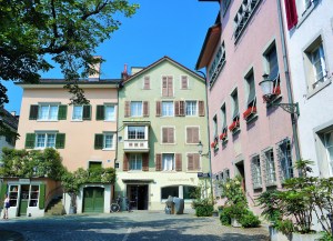 Charming houses along the narrow streets of Zurich's Old Town