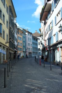 Charming houses along the narrow streets of Zurich's Old Town